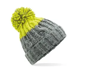 Beechfield BF437 - Después de gorro - Light Grey / Citron