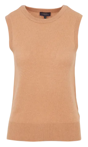 ILONA - Jersey sin mangas cuello redondo de lana y cachemira. en marron