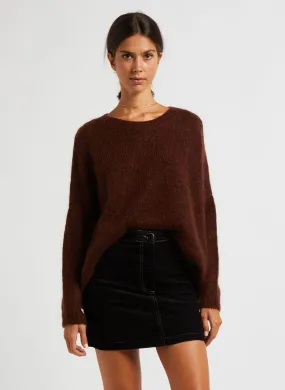 Jersey oversize de lana y mohair con cuello redondo Alizée en marron