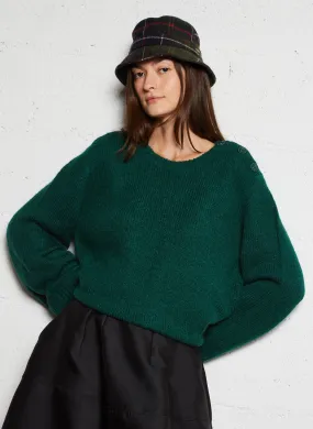 LLIONA - Jersey de punto recto con cuello redondo en verde