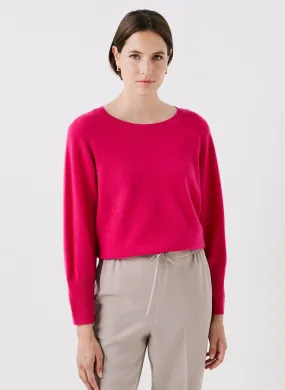 MCHELSEA - Jersey recto de cachemira con cuello redondo en rosa