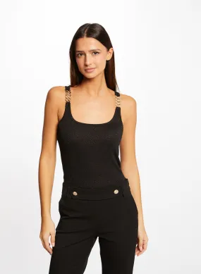 MORGAN DIDO - Camiseta de tirantes de cadena con cuello cuadrado en negro