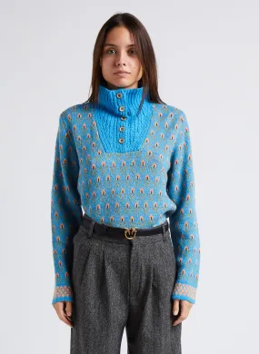 VOLTERETA - Jersey de jacquard con cuello alto y botones en multicolor